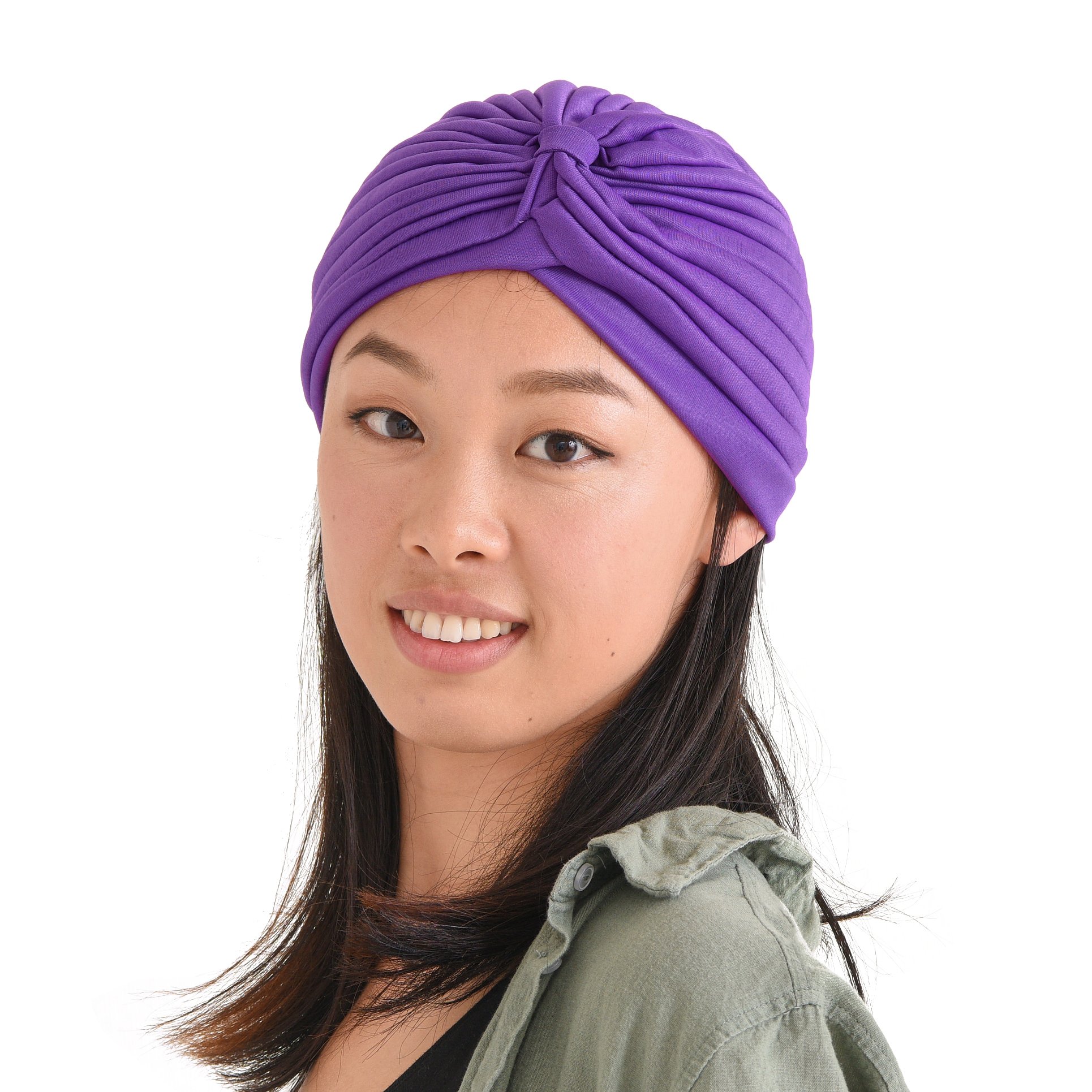 Charm Men's Purple Casualbox Twist Pleated Head Wrap Turban Bonnet Fortune Teller Hat Retro Vintage (Size: One Size)