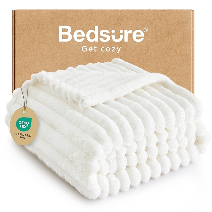 Bedsure夏季白色双人毛毯 - 柔软舒适的卧室装饰礼物