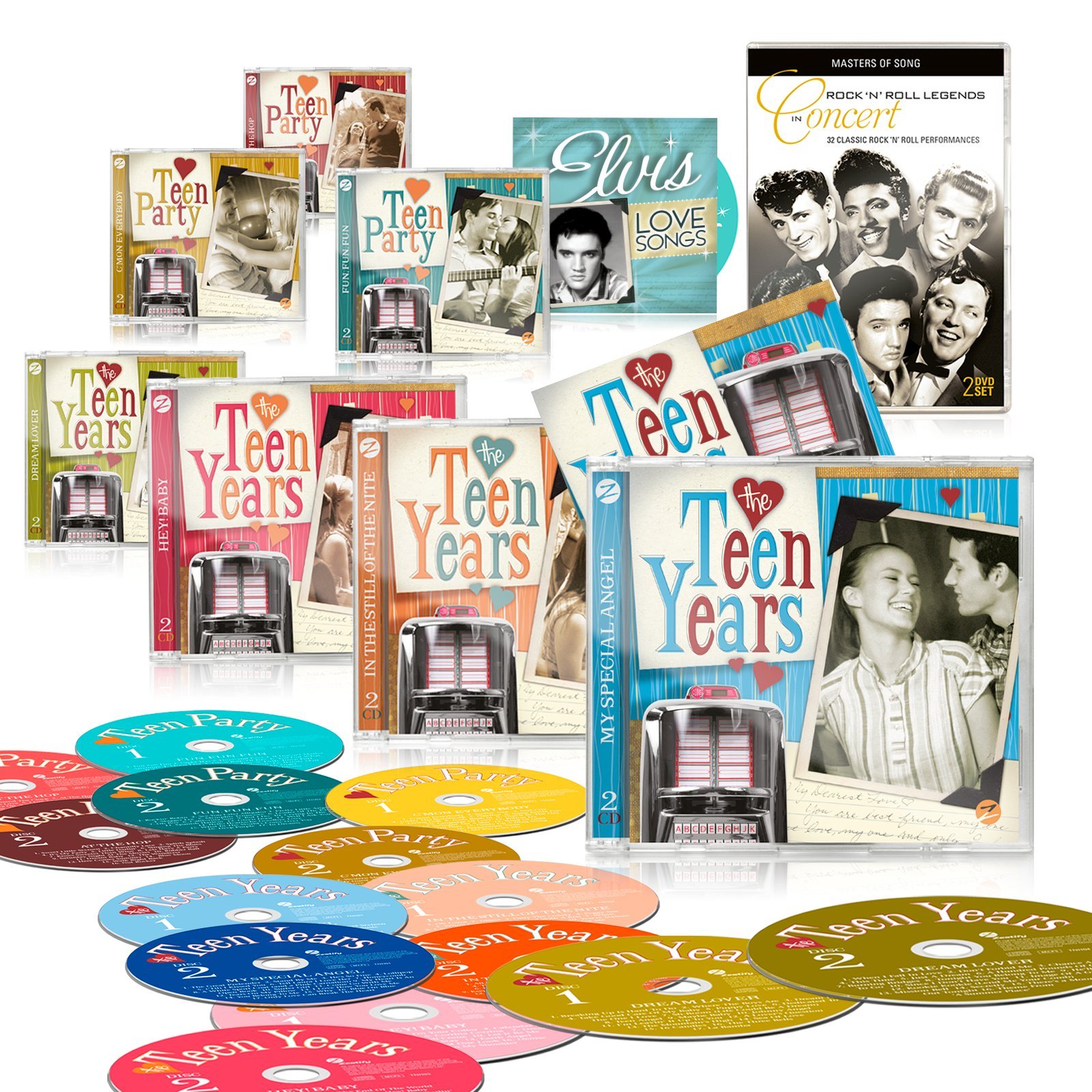 The Teen Years 14 CD Deluxe Edition Set + Bonus CD: Elvis Love Songs + Free Double DVD: Rock'n'Roll Legends In Concert + Booklet