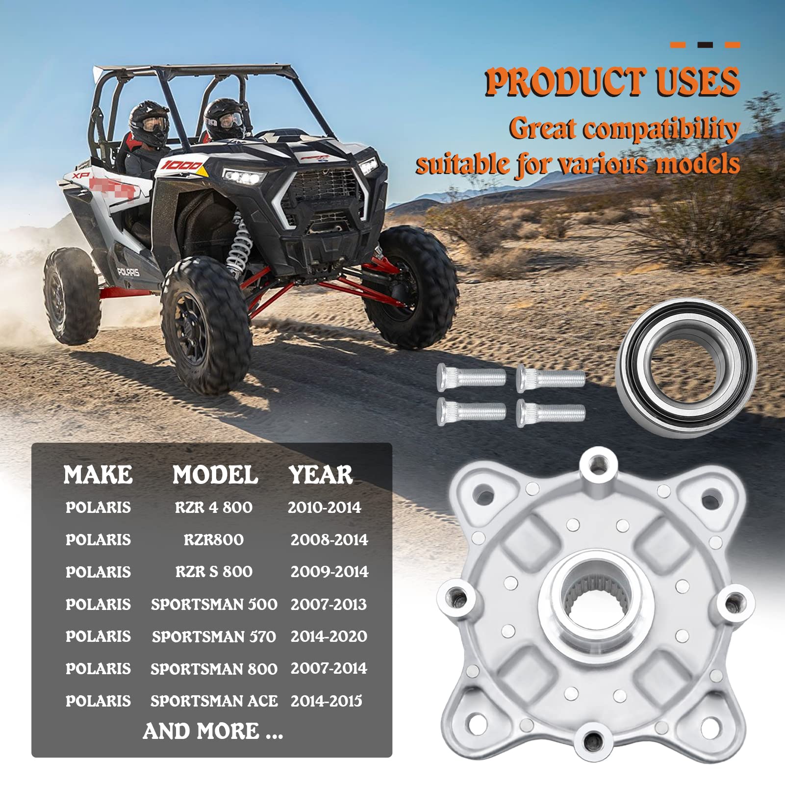 5135113 Rear Wheel Hub Service Kit Replacement for Polaris RZR 800 RZR S 800 RZR 4 800 Sportsman 400 500 550 570 X2 ACE 7518378 3514635