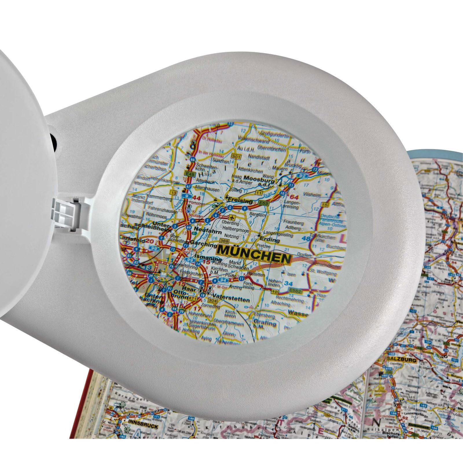 MAUL Lampa z lupą LED MAULviso biała zaciskowa do precyzyjnej pracy | światło dzienne 6500 K, lupa 1,75x z prawdziwego szkła, równomierne doświetlenie, stabilne ustawienie