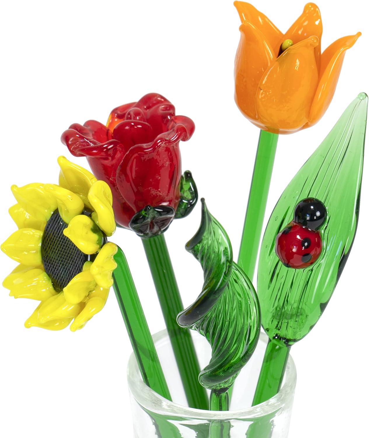 Red Co. Decorative Glass Lovely Flower Bouquet with Vase, Gift Boxed – Summer Bouquet - Image 3