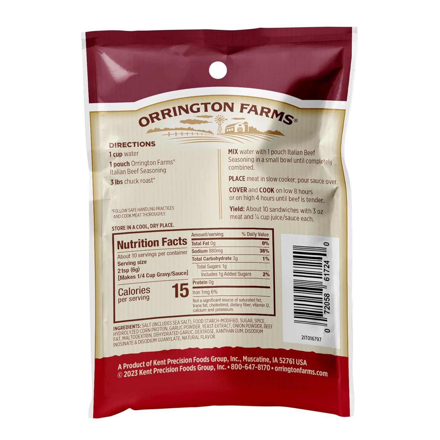 Orrington Farms Beef Slow Cooker Mix, Italian, 2.1 Ounce (Pack of 12)