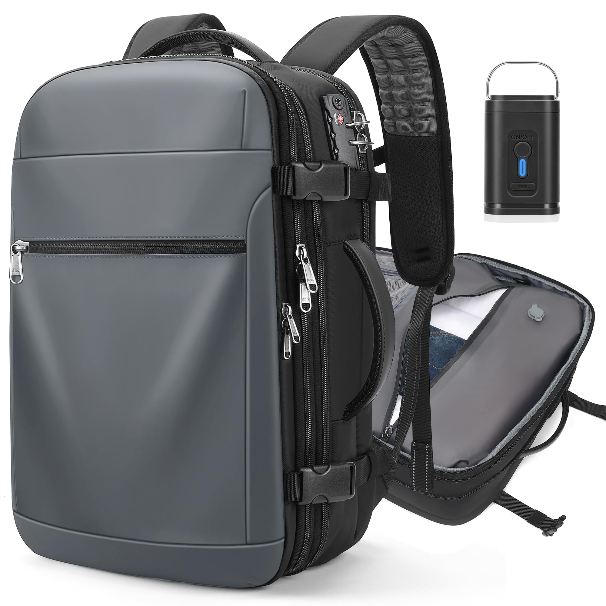 RIFESI Vacuum Backpack Travel, Vacuum Seal Compression Travel Backpack with Pump, Laptop Compartment, 60L Expandable Water Resistant Business Carry-On