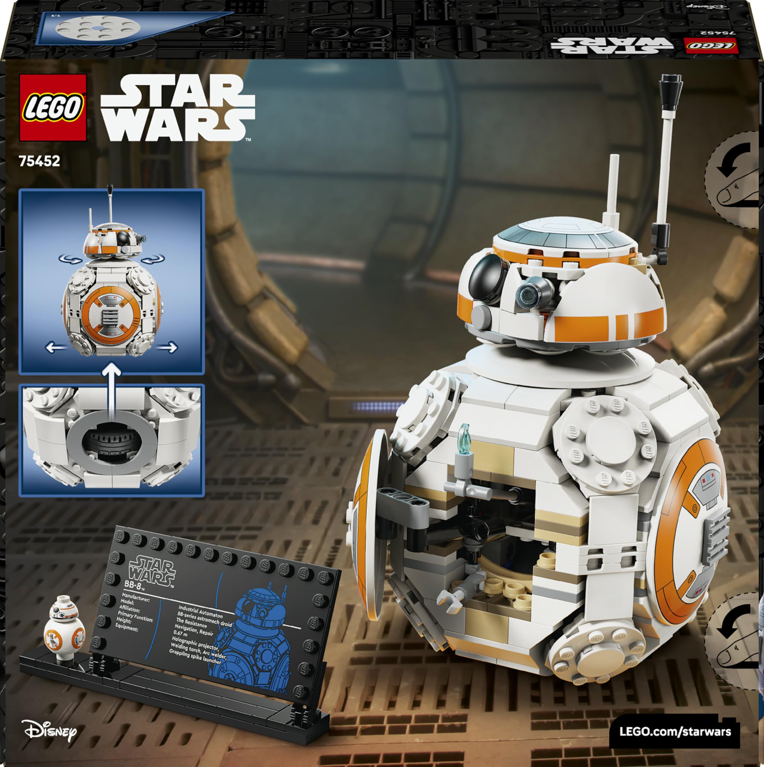LEGO Star Wars 75452 Droide Astromeccanico BB-8 Kit di Modellismo - Action Figure Giocattolo con Testa Rotante - Decorazione per la Camera da Letto - Regalo per Ragazzi, Ragazze e Fan da 10 Anni in su