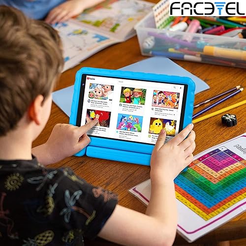 Miniatura 7 de FACETEL 3W Kids Tablet, Android 13 de 8 pulgadas, 7 GB de RAM, 64 GB ROM, cámara dual, Bluetooth 5.0, control parental, batería de 3600 mAh, azul