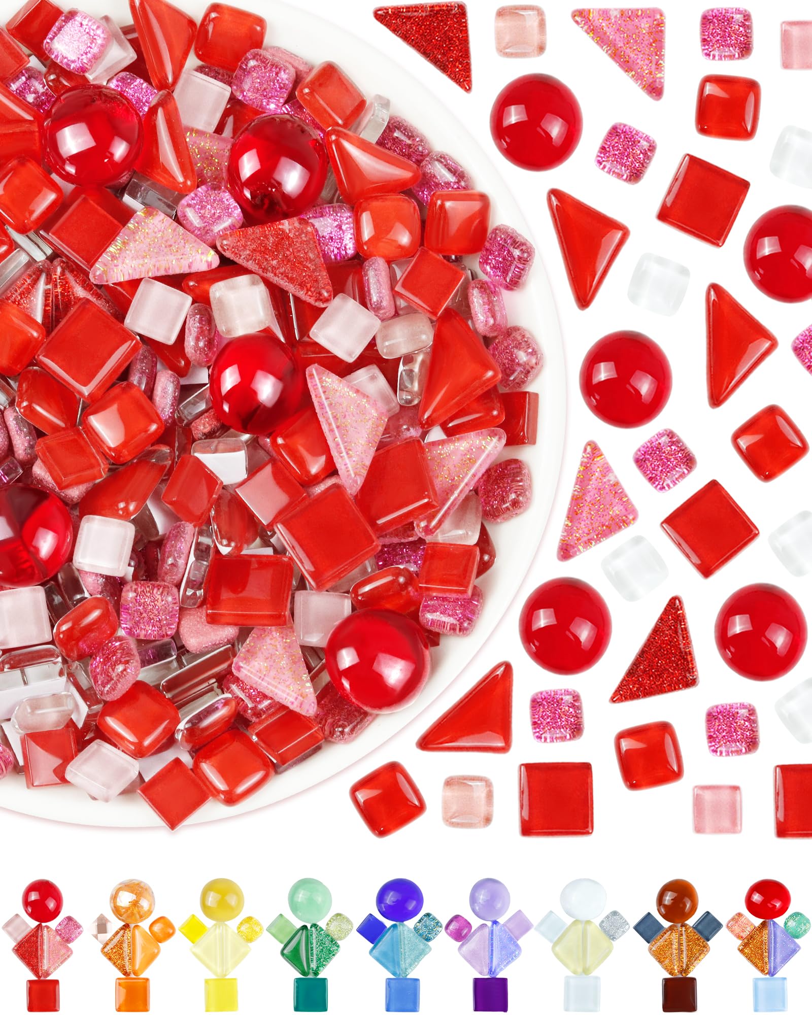 Piezas de vidrio de mosaico irregulares para diseñar cuadros y objetos sin cortar