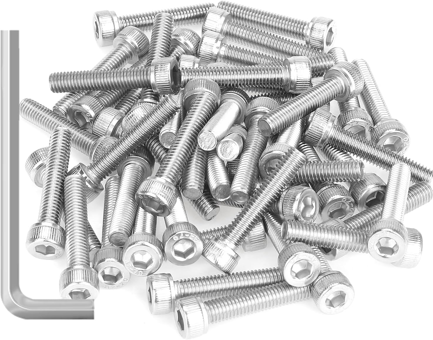 55 Pieces M5 x 25mm Socket Head Cap Screws, Thread Pitch 0.8mm, Sutemribor M5 Screws, 304 Stainless Steel, Fully Threaded, Silver
