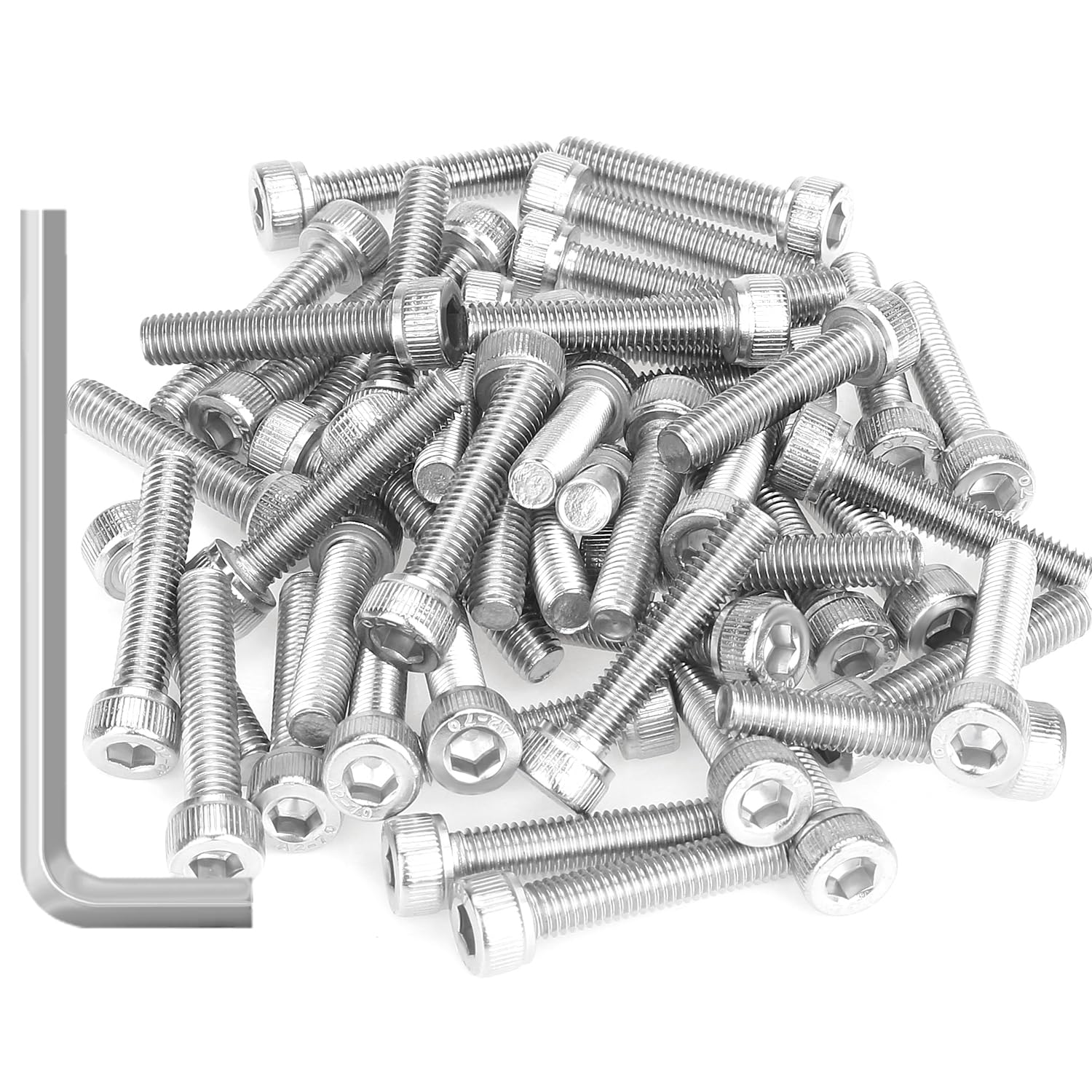 55 Pieces M5 x 25mm Socket Head Cap Screws, Thread Pitch 0.8mm, Sutemribor M5 Screws, 304 Stainless Steel, Fully Threaded, Silver