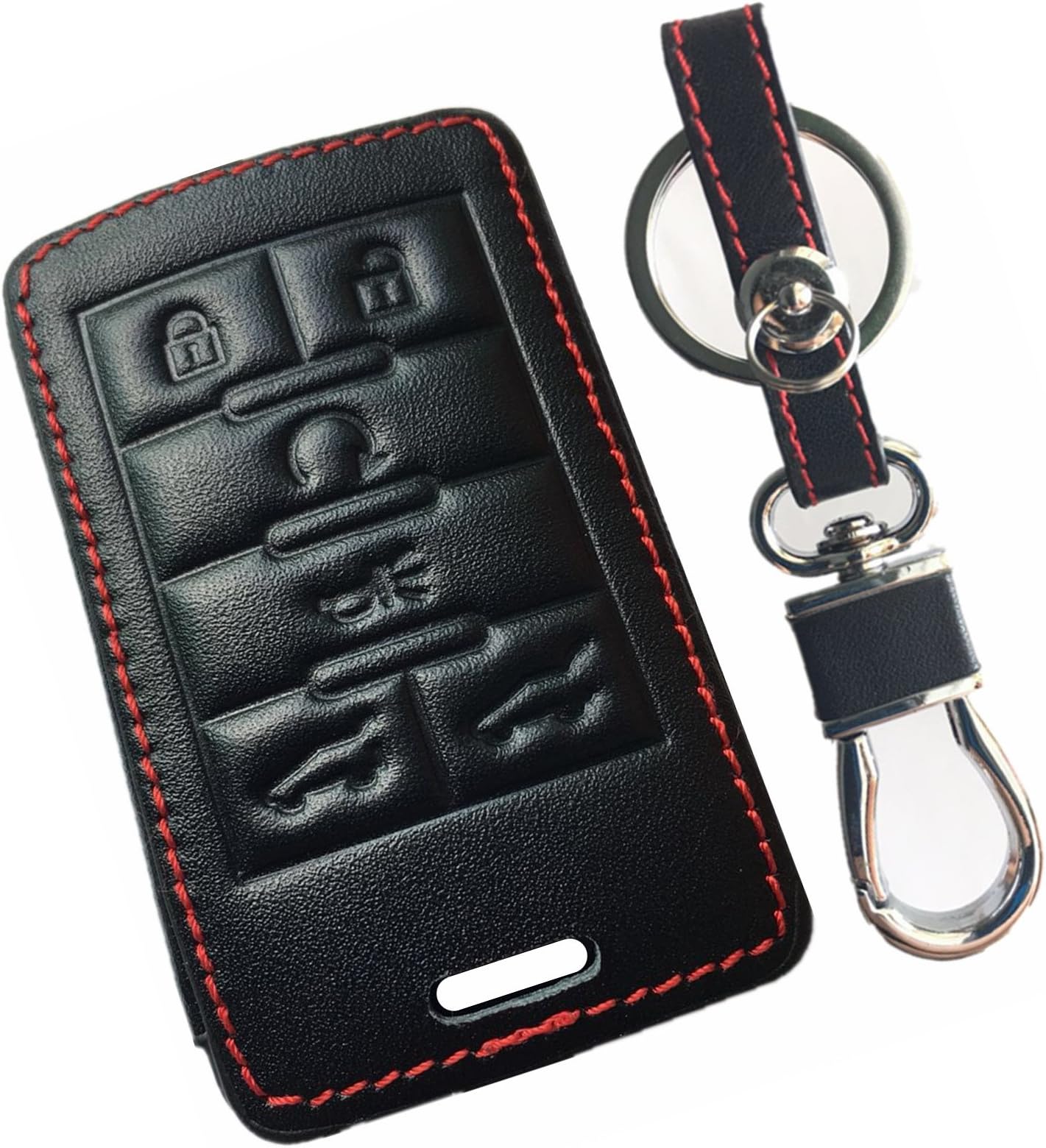 KAWIHEN Leather Smart Remote Key Fob Case Keyless Entry Case Holder Cover Compatible with Escalade Escalade ESV Escalade EXT 22756466 OUC6000066 850K-6000066