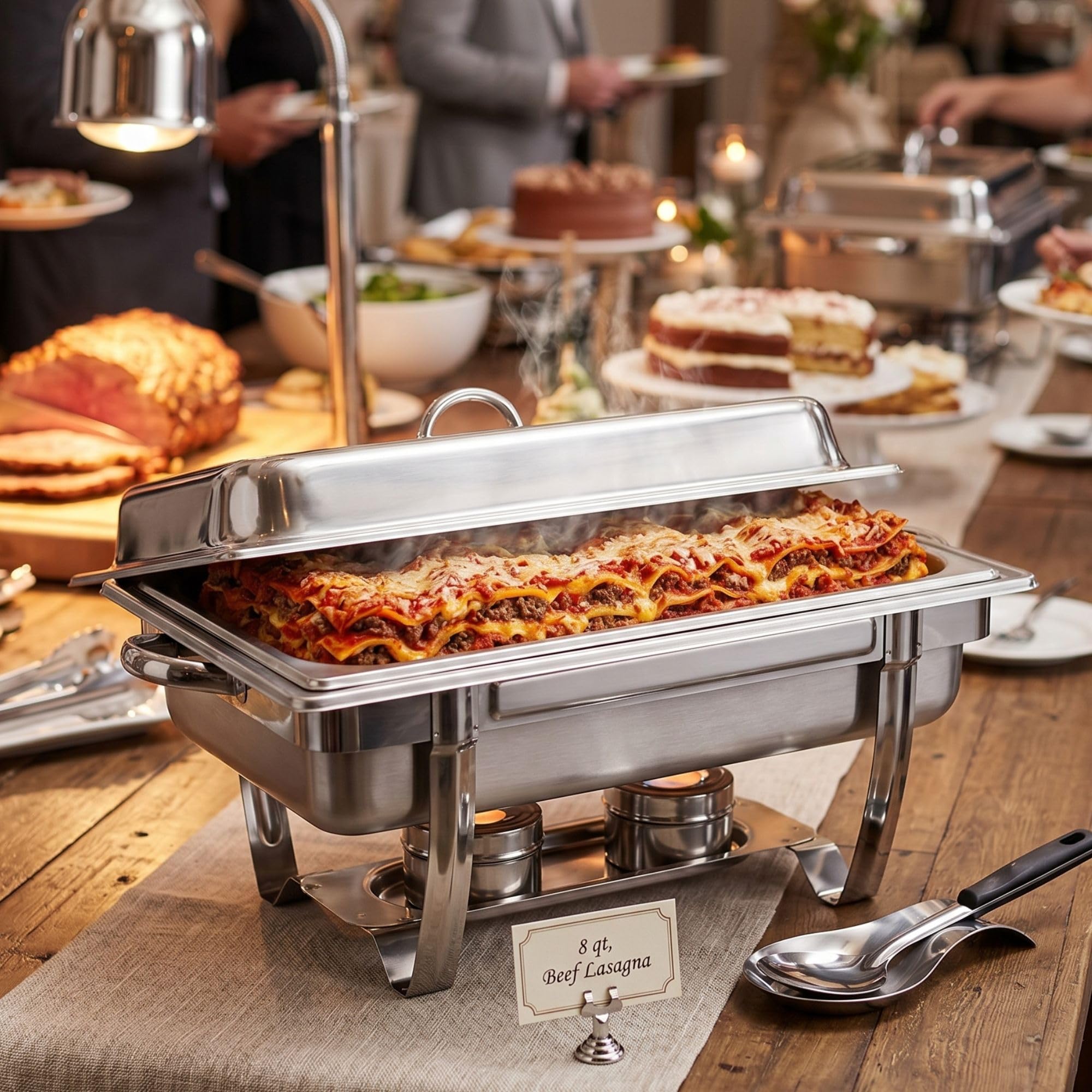 Chafing Dish Buffet Set 8 Qt Edelstahl Komplettes Chafer Set Catering Wärmer Set mit Wasserpfanne, Brennstoffhalter für Partys, Abendessen, Catering, Buffet und Hochzeiten, 8 Silber Chafing Dish Buffet Set 8 Qt Edelstahl Komplettes Chafer Set Catering Wärmer Set mit Wasserpfanne, Brennstoffhalter für Partys, Abendessen, Catering, Buffet und Hochzeiten, 8 Silber