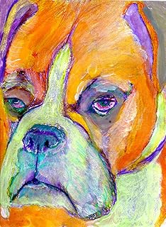 Colorful Boxer Dog Art Print, Boxer Dog Owner Gift, Boxer Dog Art Print, Boxer Mom Art, Dog Abstract Boxer Dog Painting, Boxer Dog Wall Decor Hand Signed by Oscar Jetson