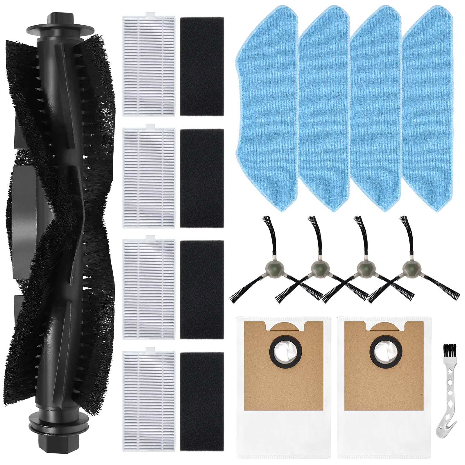 Kit Accessoires De Rechange Pour Robot Aspirateur Lefant M2 / M2 Pro / M2S Pro - 1 Brosse Principale, 4 Filtres, 4 Serpillières, Etc.