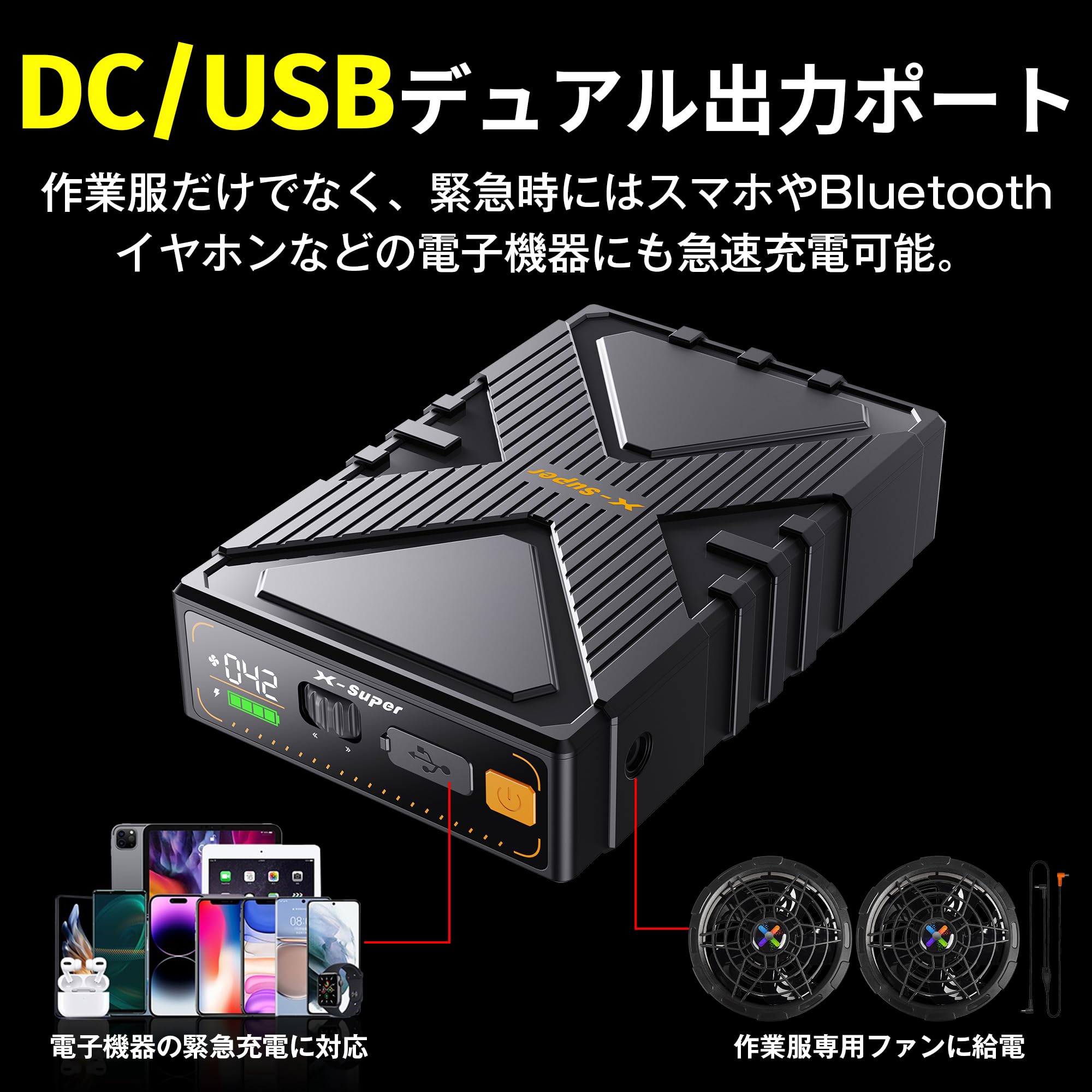 Amazon.co.jp: バッテリー 作業服専用 モバイルバッテリー 24000mAh