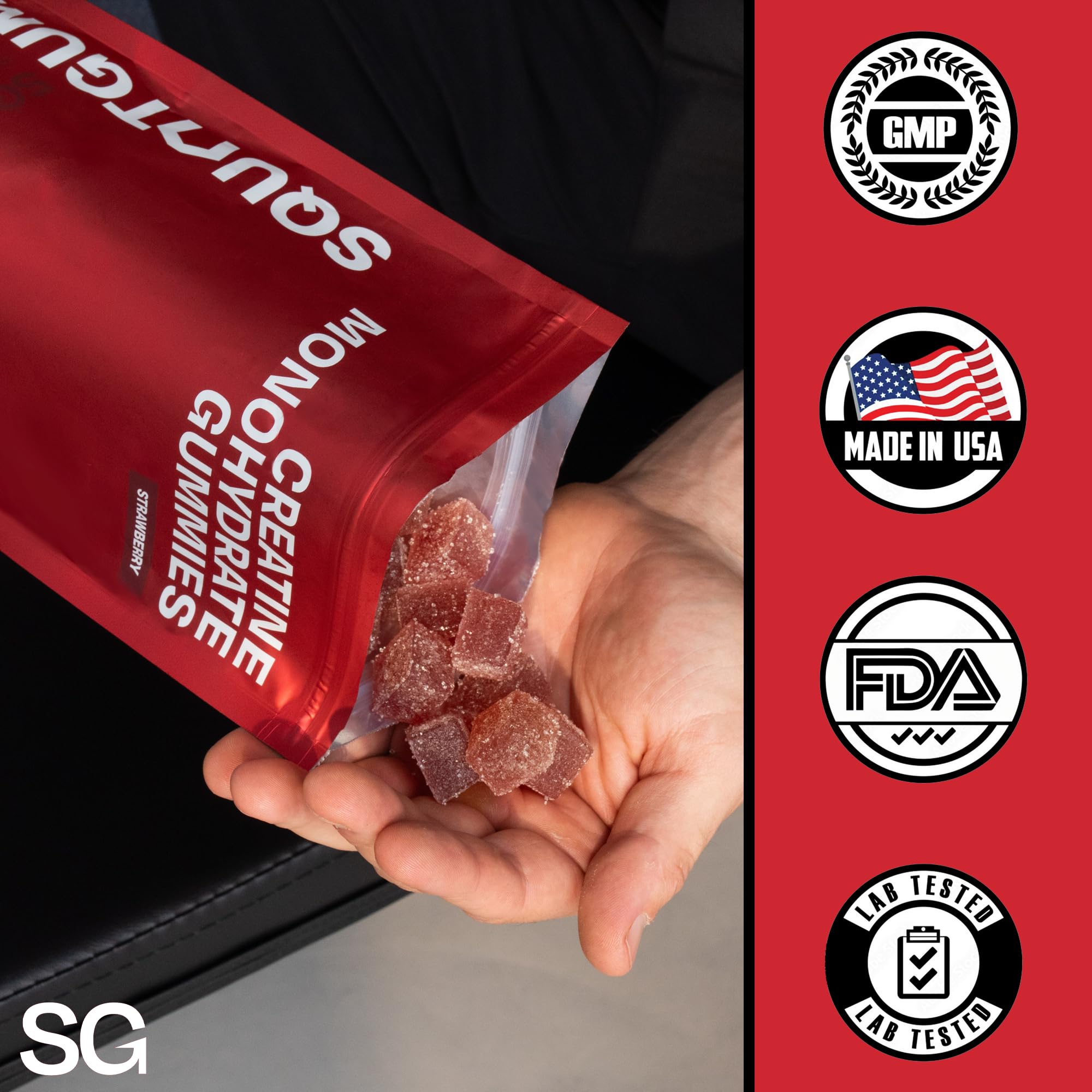 3rd Party Tested Creatine Monohydrate Gummies for Men & Women – Creatine Gummies 5 grams per Serving, Strawberry Flavor, 120 Count, Vegan,Gluten-Free, USA Made, 30 Day Supply–Boost Strength & Recovery