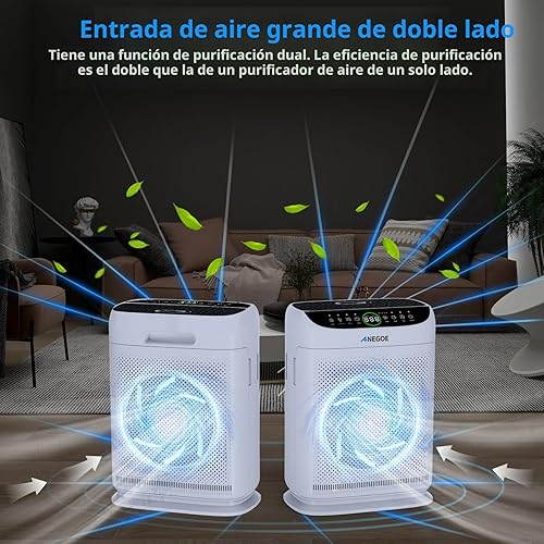 Miniatura 2 de Purificadores de aire para el hogar, habitación grande de hasta 2500 pies cuadrados, con doble entrada de aire, prefiltros lavables, purificador de