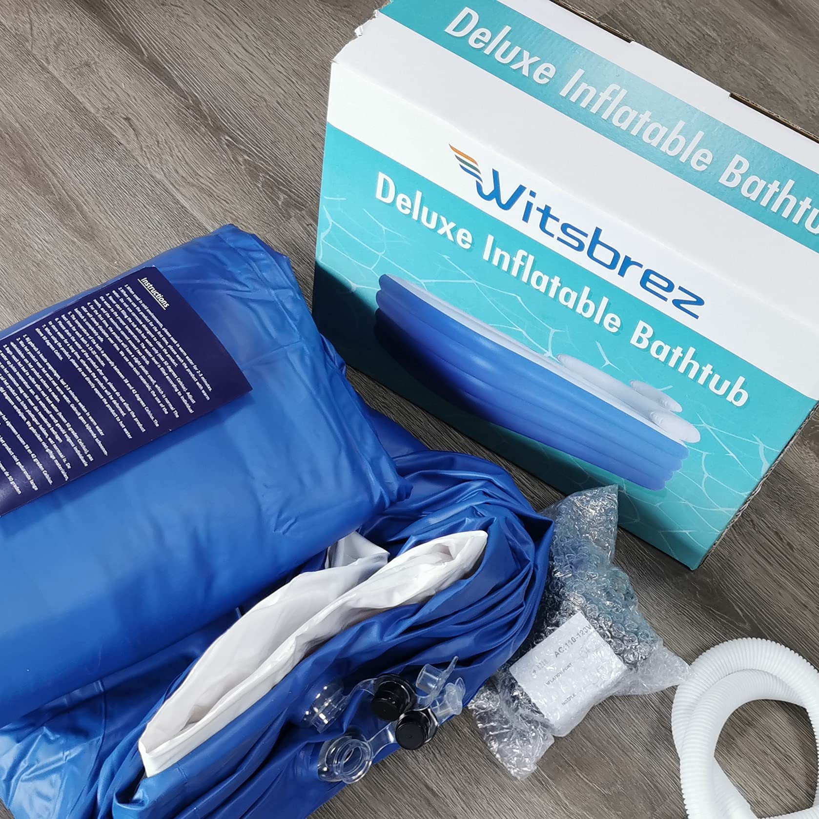 Portable Inflatable Bathtub for Adult, Witsbrez Deluxe Freestanding