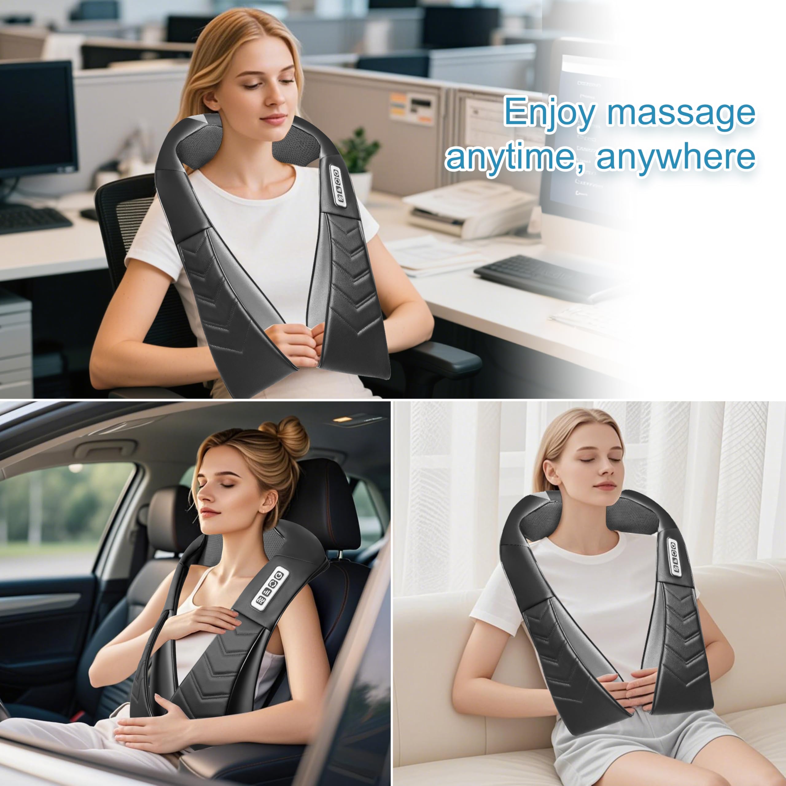 Alliggic Masajeador Shiatsu de cuello y espalda, masajeador eléctrico de hombros con calor, masaje de amasamiento de tejido profundo para aliviar el dolor, regalos para papá, mamá, amigo, día de