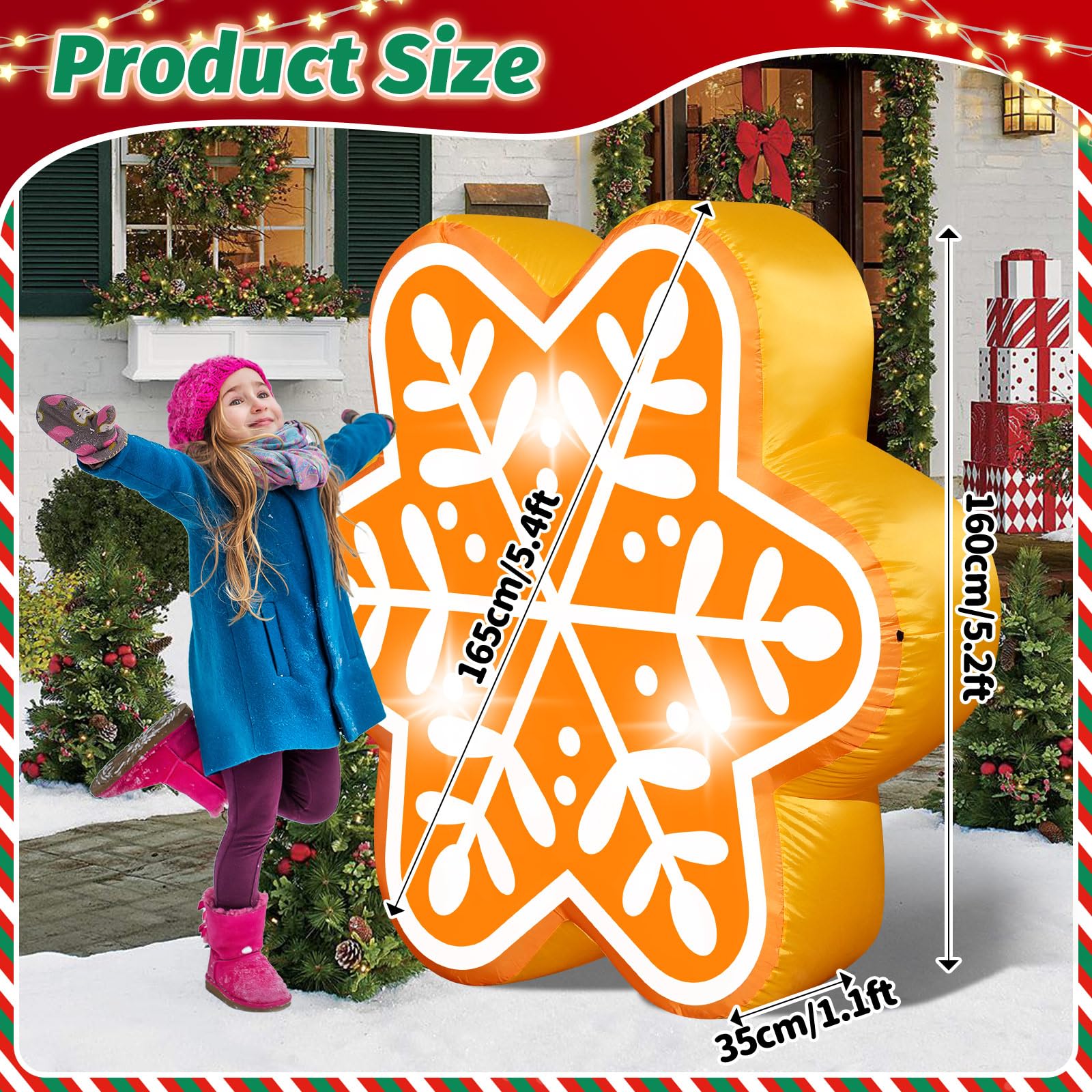 4.6FT Christmas Inflatable Pumpkin Blow-up Build-in 4 LED Lights for Pink Christmas Outdoor Decorations Giant Inflatable Fake Pumpkins for Winter Xmas Party Decor Yard Garden Lawn: Snowflake