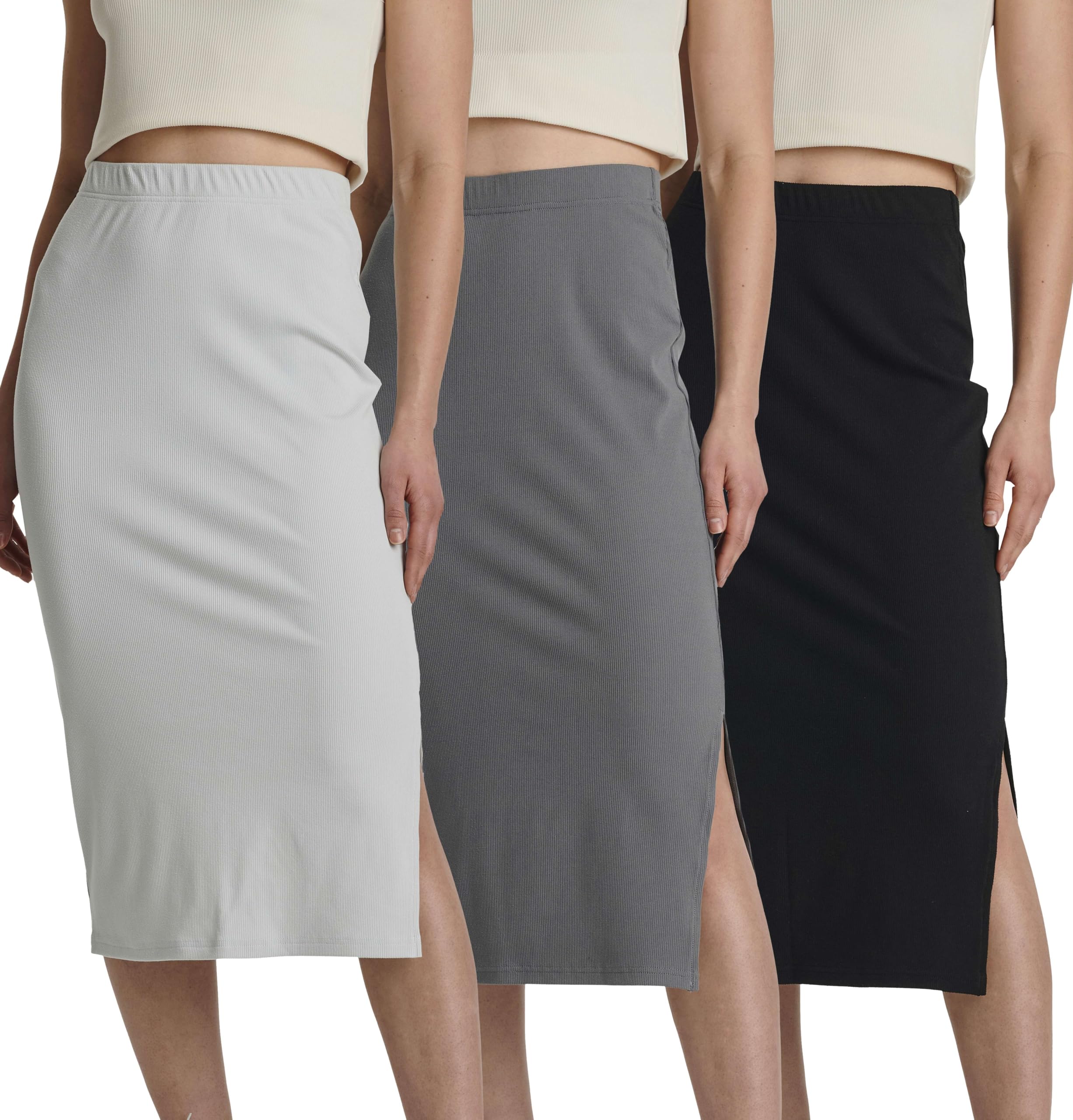 Real Essentials 3-Pack Ribbed Pencil Skirt