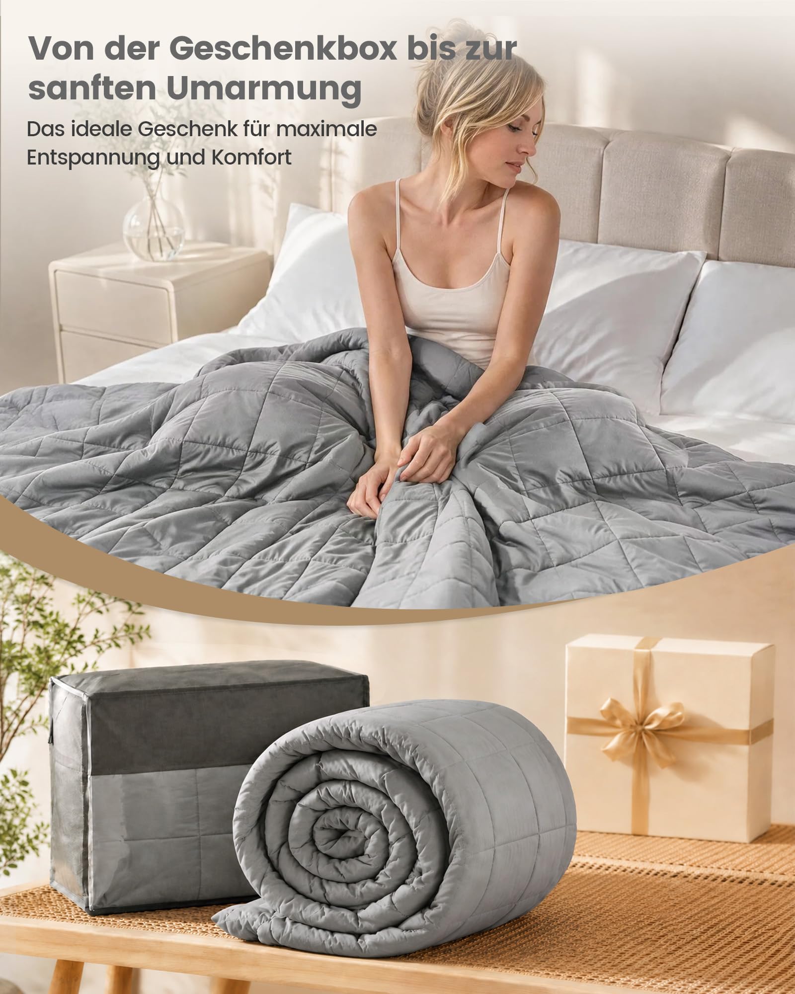 Good Nite Gewichtsdecke Therapiedecke Erwachsene-Angst Stress 6kg Hellgrau – Ansicht 7