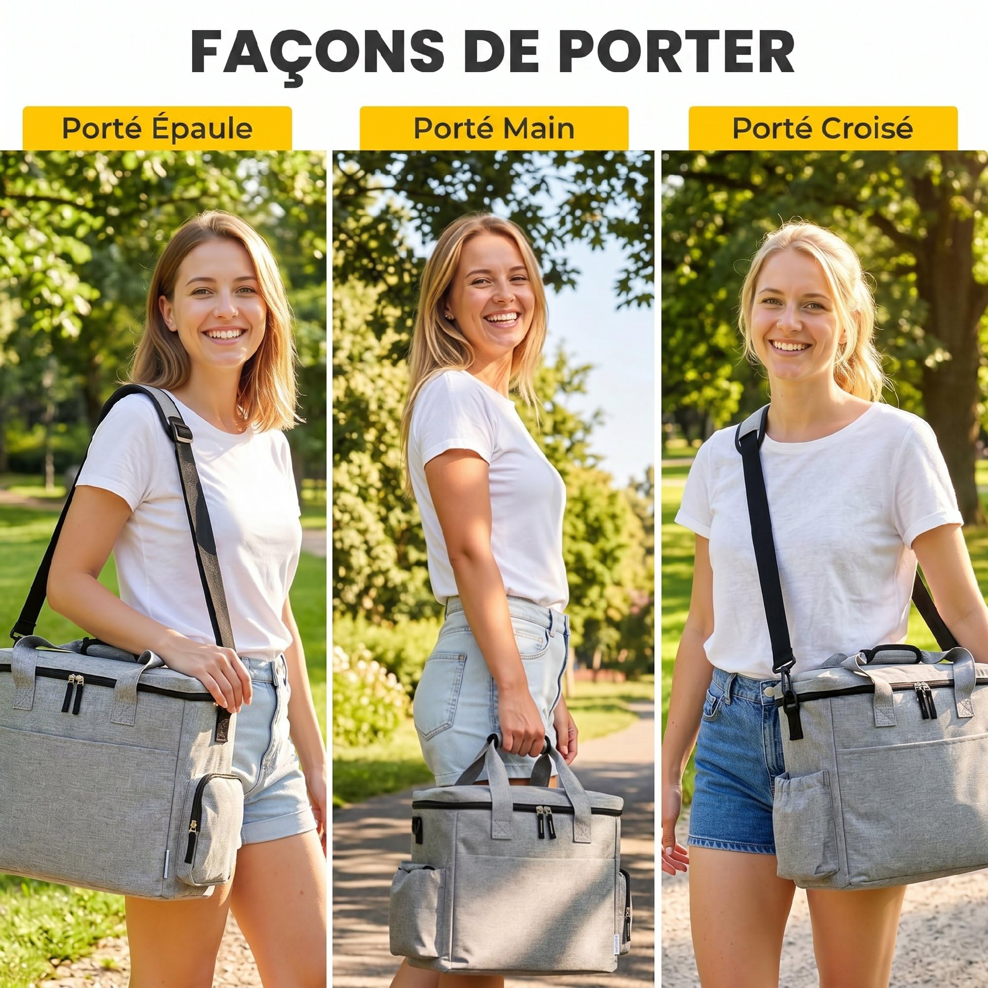 PawHut Sac de Transport pour Chien et Chat, Sac de Voyage pour Chien avec Poches, 2 Sacs à Nourriture, Bol Pliable en Silicone, Séparateur Réglable, Sac à Friandises pour Chien Chat, Gris Clair