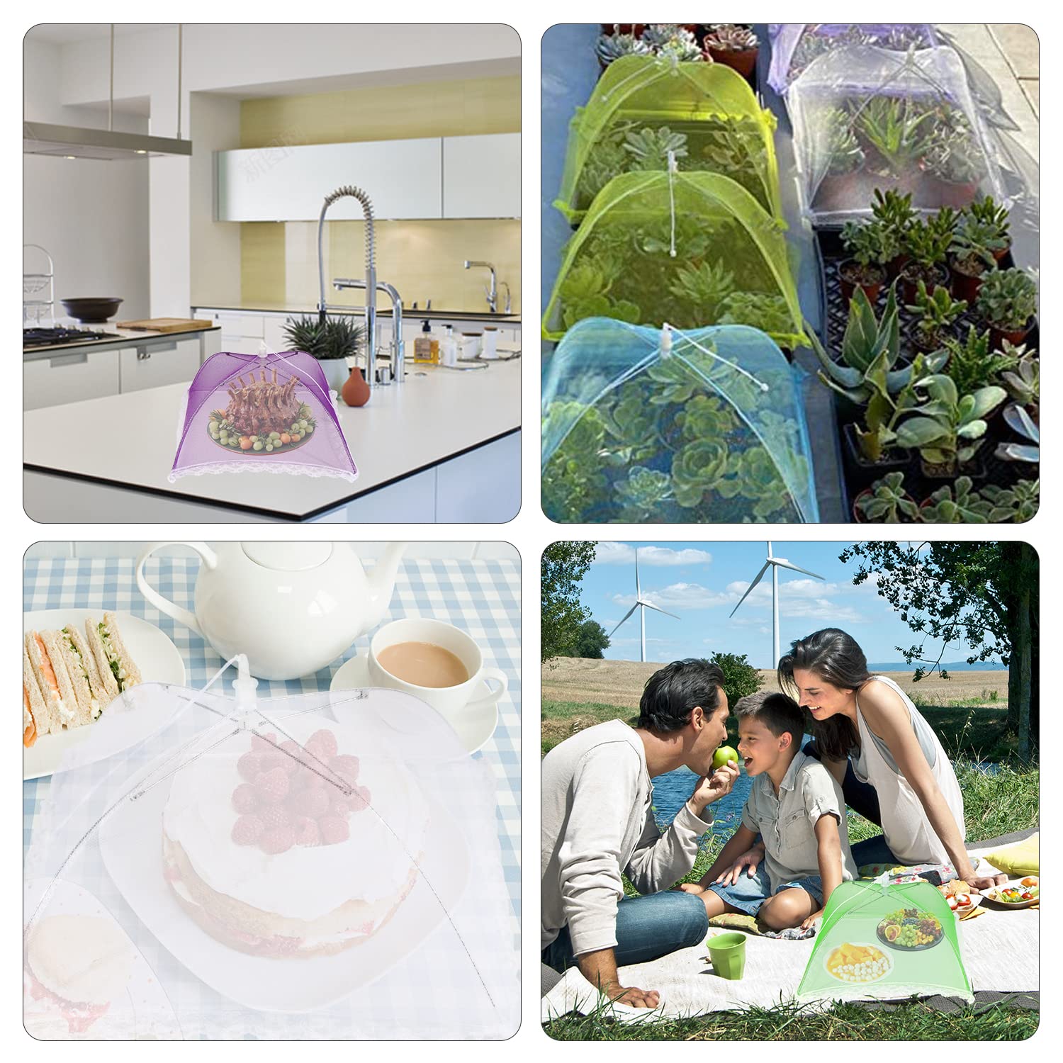 6 Piezas Comida Cubierta Protectora, Cubierta para Alimentos, Mosquitera Comida Desplegable para Cocina, Barbacoa, Picnics, Fiesta al Aire Libre