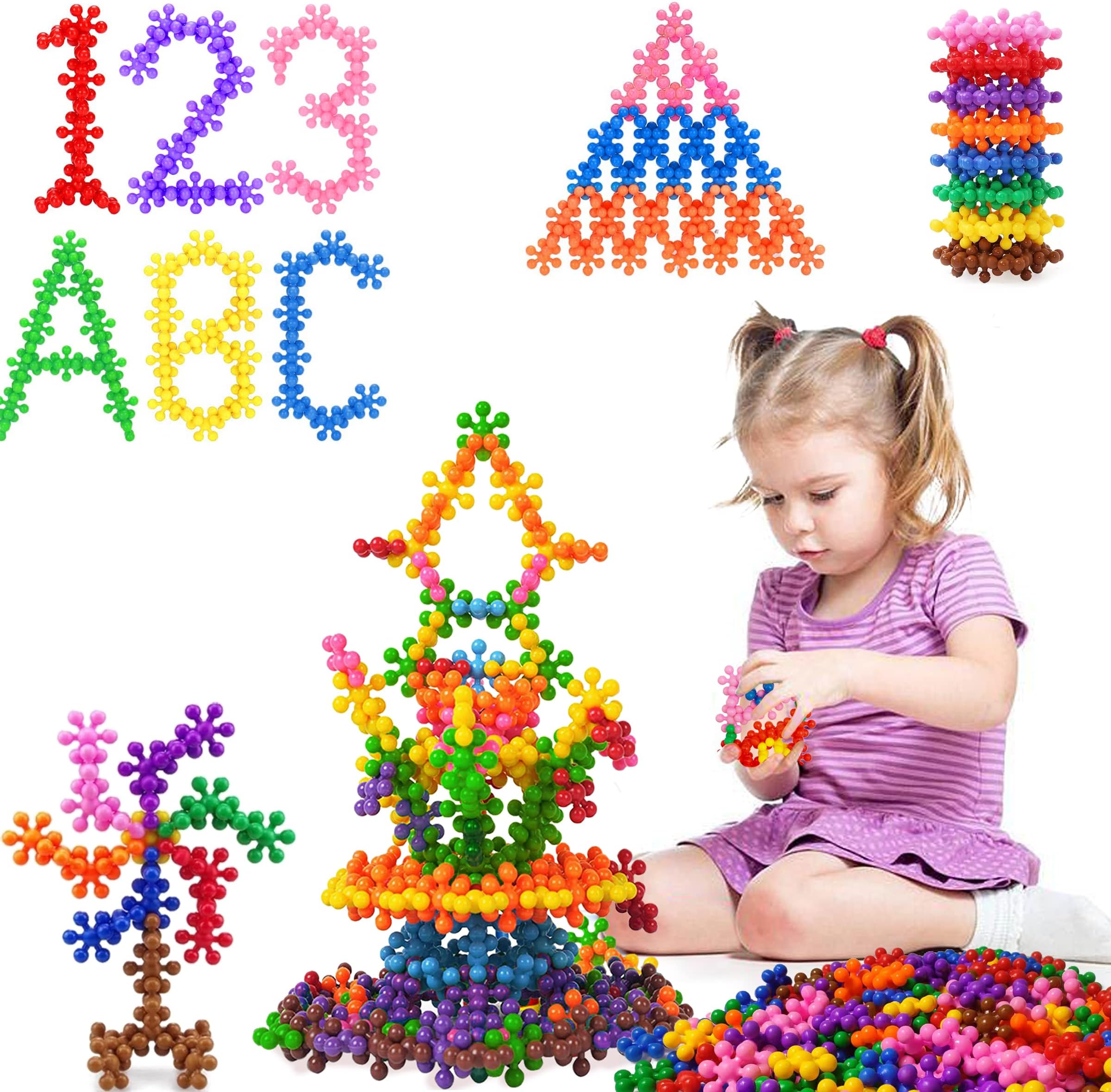 CAPT.GOOSE Early STEM Educational Building Block Toys - Plastic Interlocking Blocks for Daycare, Preschool or Kindergarten - Fine Motor Skills and Sensory Development Toys for Kids