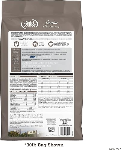 Miniatura 2 de NutriSource Alimento para perros mayores, hecho con pollo y arroz, con granos saludables, 30 libras, comida seca para perros