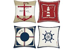 Bonhause Coastal Throw Pillows: Anchor and Lighthouse Charm for Nautical Decor Enthusiasts
