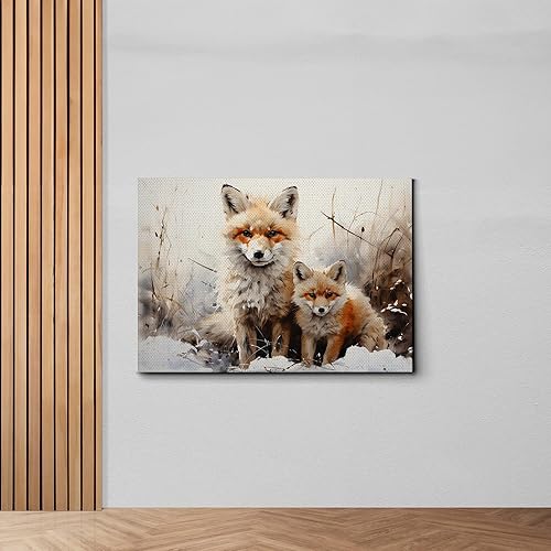 Miniatura 6 de Fox Mother Cub Print, In The Style Of Stencil,Based, Kids Wall Art, Kids Wall Art Display, Mom And Baby Animal Art Print, Decor Canvas, Art Print