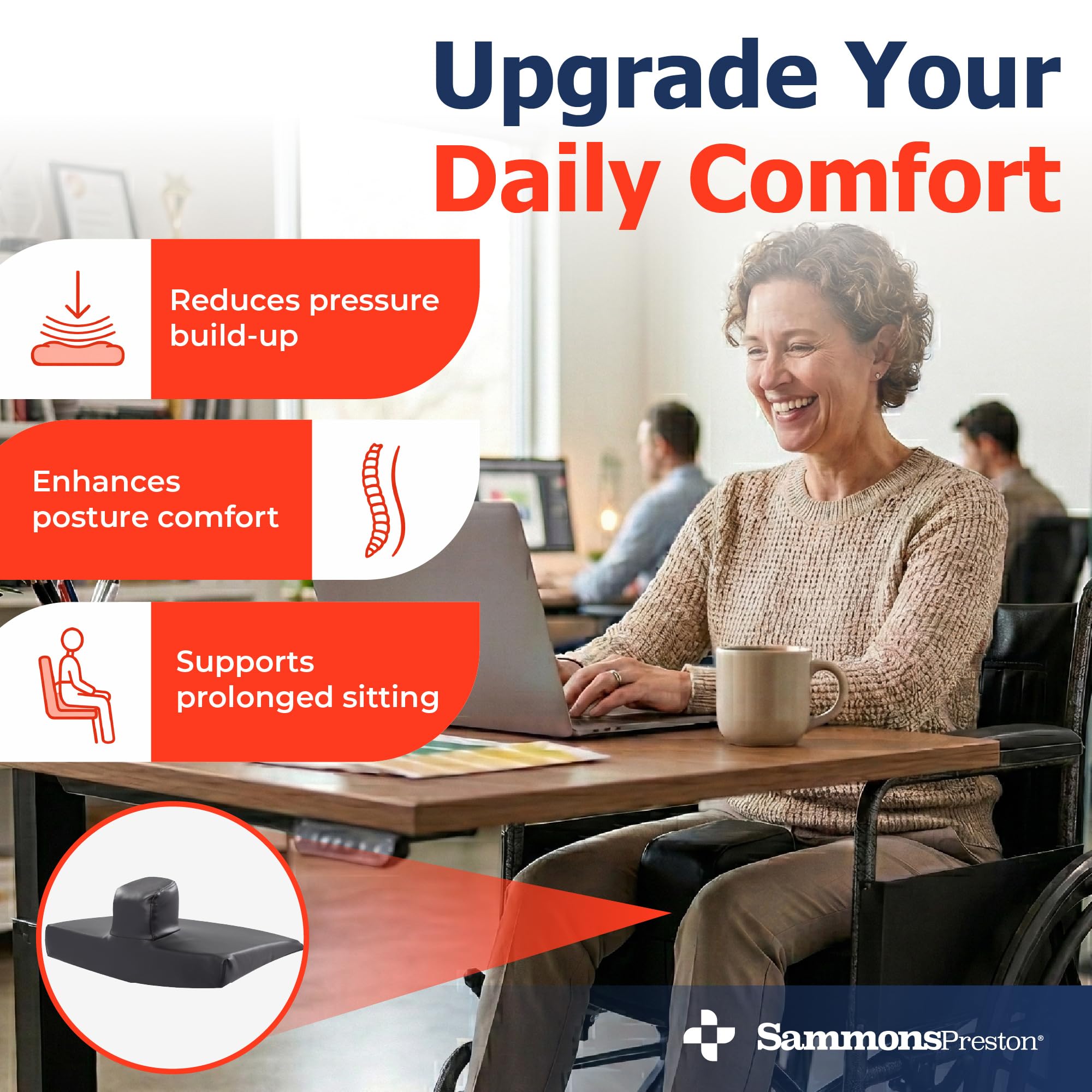 Sammons Preston Pommel Wedge Wheelchair Seat Cushion, Anti Slip Foam — Amazon image 3