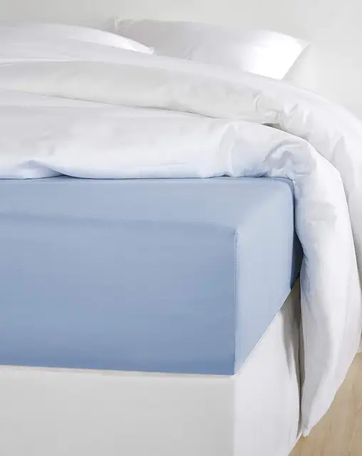 De Witte Lietaer Olivia Fitted Sheet - Satin Cotton Hoeslaken, Serenity Blue 160x200 cm