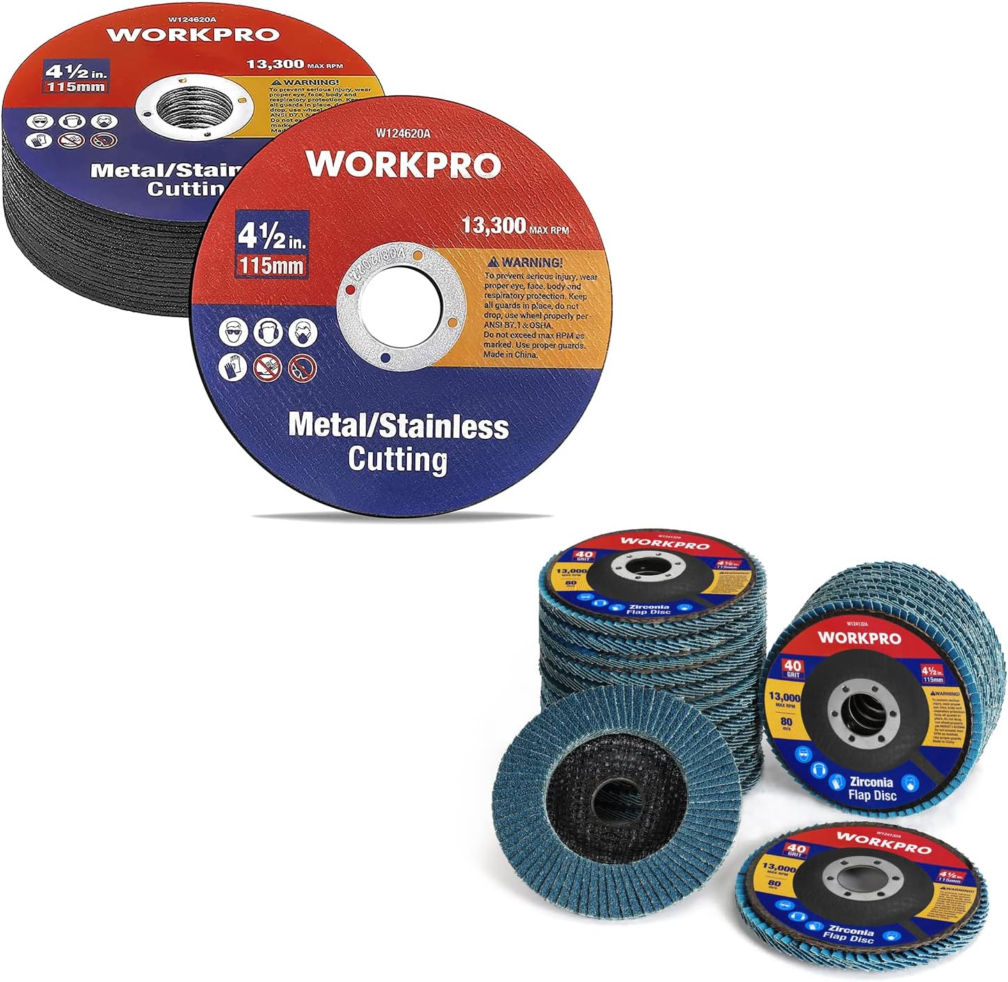 WORKPRO 20-Pack Cut-Off Wheels & WORKPRO 20-Pack Flap Discs