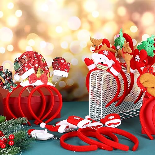 Miniatura 5 de Giegxin 96 Pcs Christmas Headbands and Glasses Frames Set, Assorted Styles Xmas Party Glitter Glasses Frame and Cute Hair Hoop Headwear Accessories