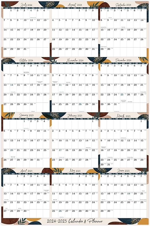 Yearly Wall Calendar 20242025 Yearly Calendar, 20242025