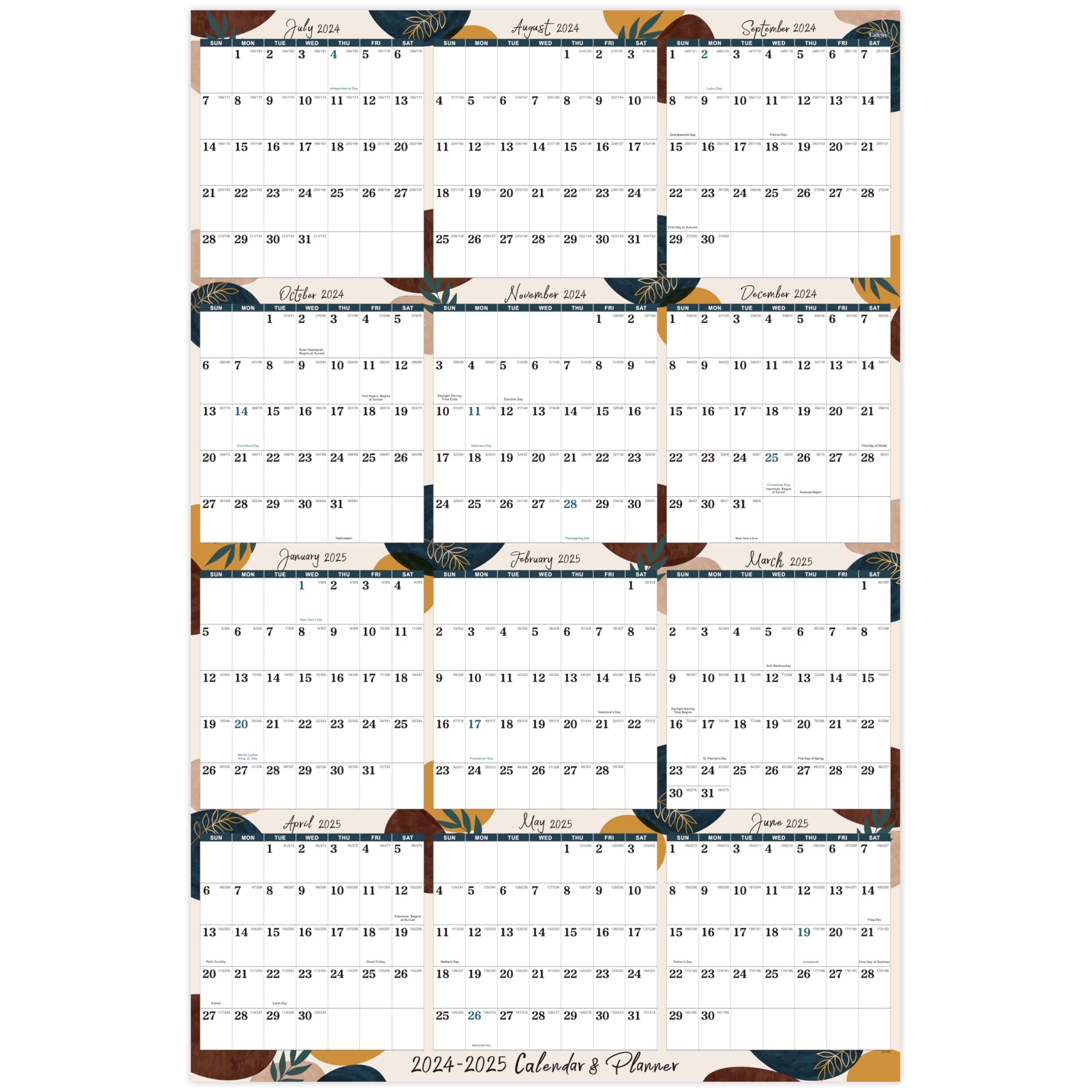 Yearly Wall Calendar 20242025 Yearly Calendar, 20242025 Wall Calendar with