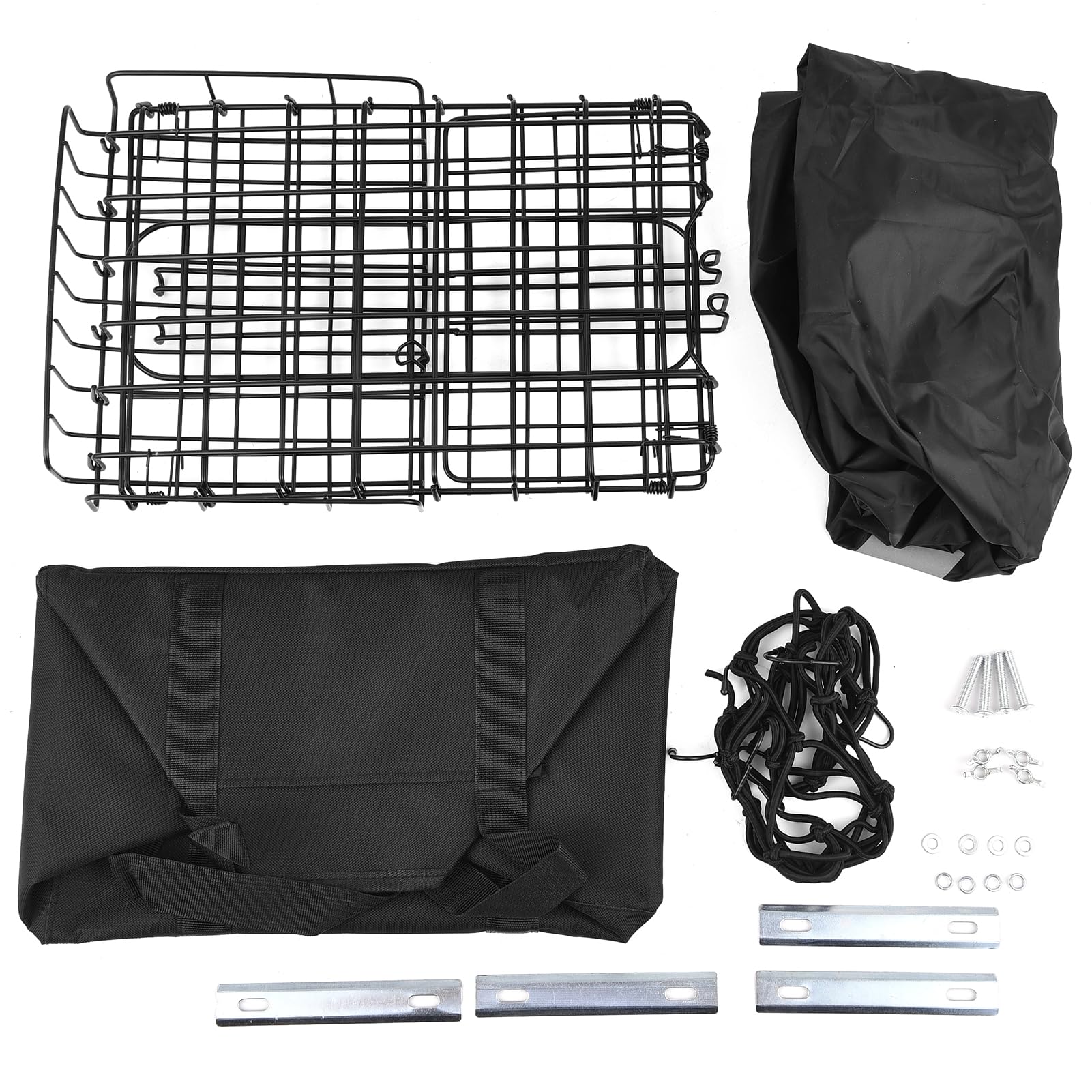 Cesta de Bicicleta Trasera Plegable Aomiun 60L con Bolsa de Revestimiento Extraíble Cubierta de Lluvia Bolso Red para Llevar Perros Mascotas Frutas Supermercado