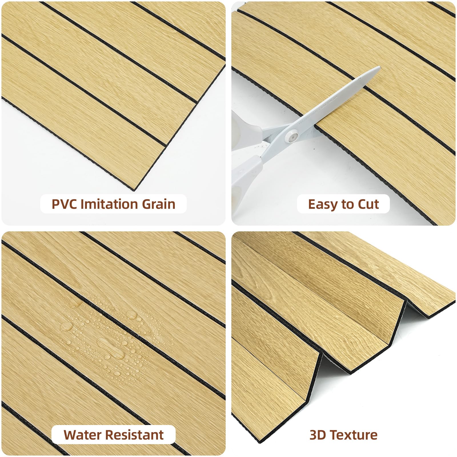 WADILE Panneaux Muraux Bois Autocollants 30×30cm, Panneaux Décoratifs PVC Insonorisés, Panneaux Muraux Auto-adhésifs Faciles à Poser pour Salon, Chambre, Cuisine, Lot de 30, Chêne Clair