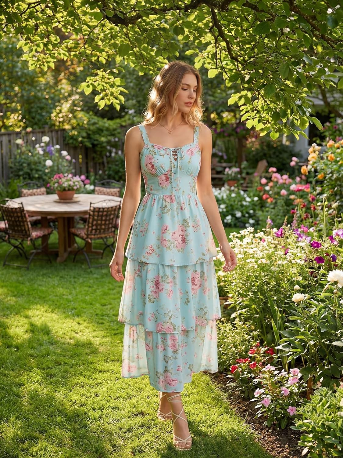 Scarlet Darkness Milkmaid Corset Dress for Women Summer Wedding Guest Dresses Cocktail Floral Sundress with Pockets - Image 8