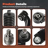 Vista 4 de labwork Kit de suspensión delantera de 10 piezas Brazos de control delanteros inferiores Conjunto de rótula Extremo de bieleta lado del conductor