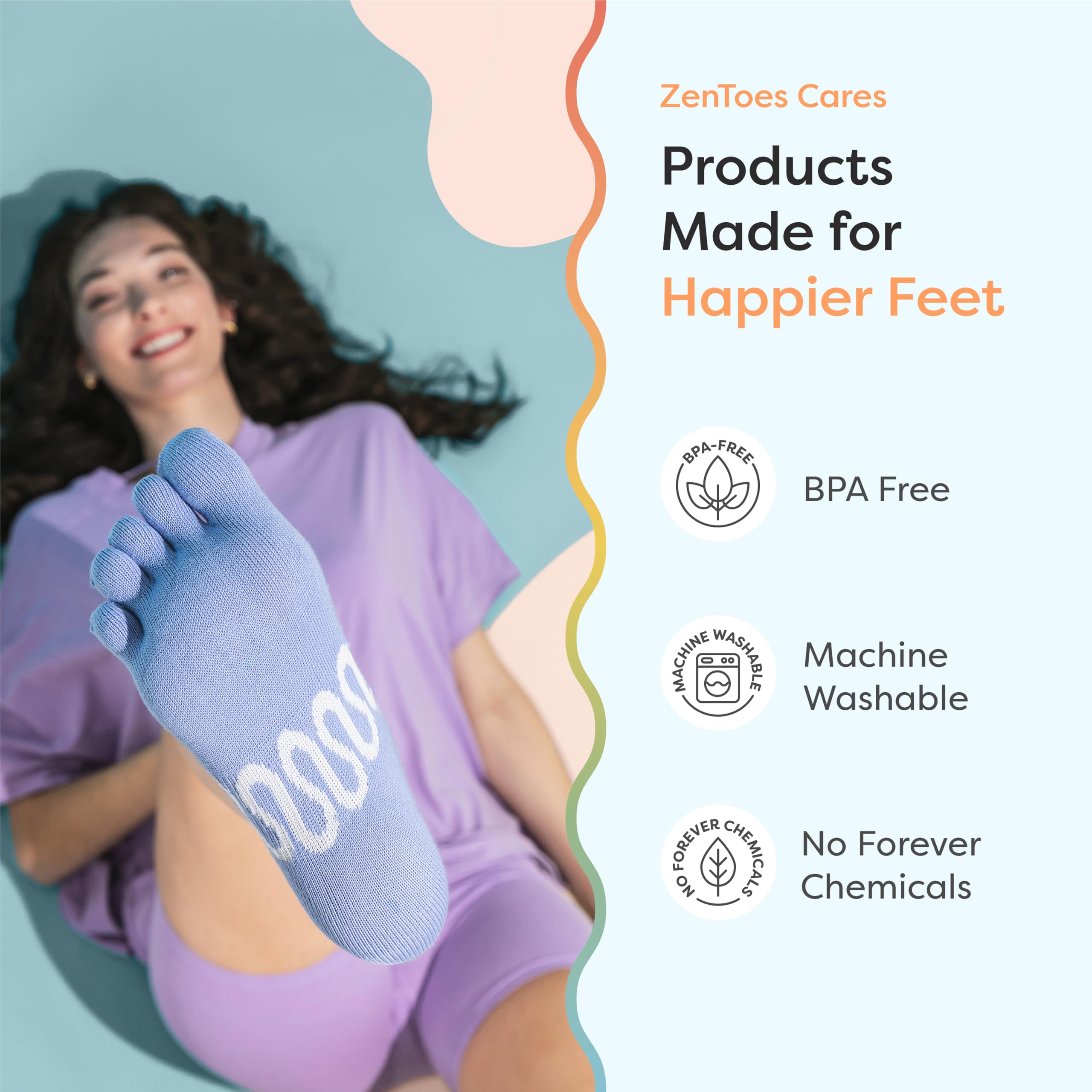 ZenToes Calcetines de pilates para mujer, calcetines antideslizantes de algodón para yoga, calcetines para reducir el roce y prevenir ampollas