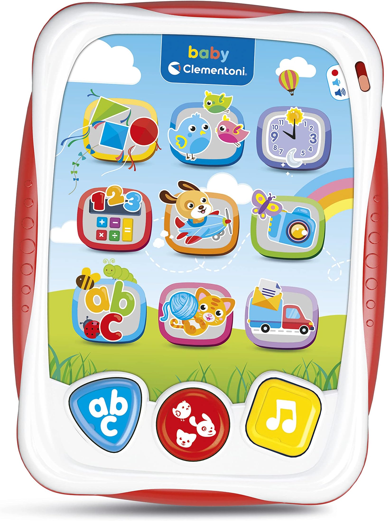 ClementoniBaby My First Talking Tablet, Interactive Toy with Lights and Sounds, Children 12-36 Months, Teaches Numbers, Letters, Shapes and Verses of Animals, Italian Language, 17742