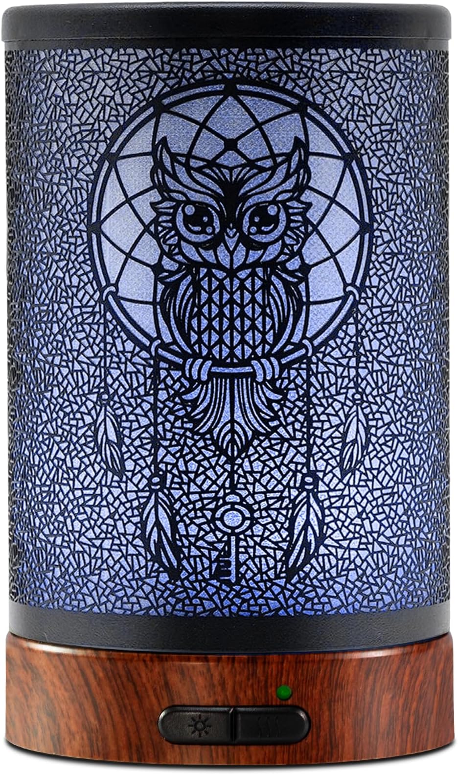 EQUSUPRO (Owl) - Ultrasonic Cool Mist Aromatherapy Diffuser Atomiser 100ml Metal Aroma Essential Oil Humidifier with Waterless Auto Shut-Off Protection,7 Colours Changed LED for Home Office SPA (Owl)