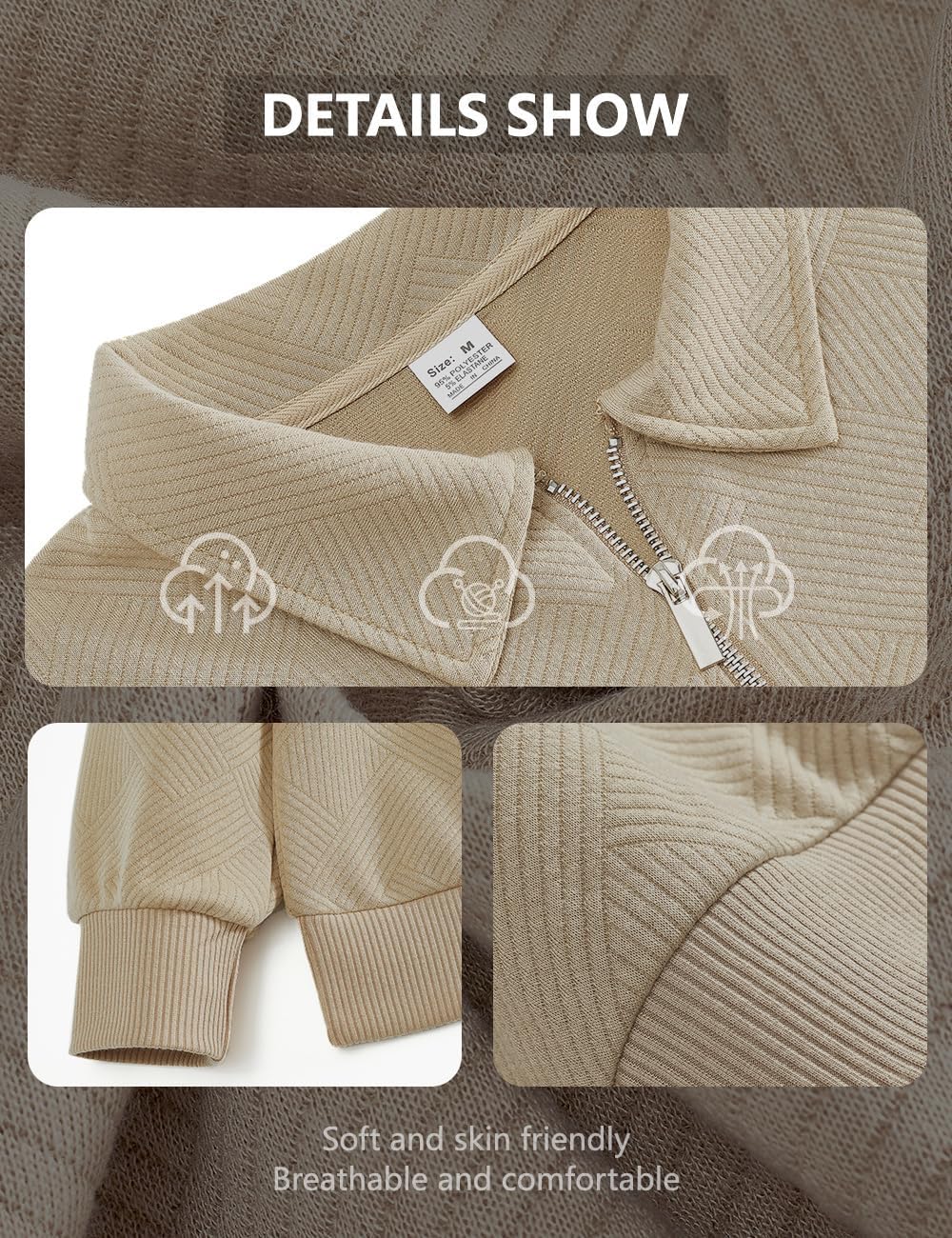 Men's Sweater Quarter Zip Striped Casual Long Sleeve Pullover Fall Winter Spring Color Block Polo Sweatshirts - Image 6