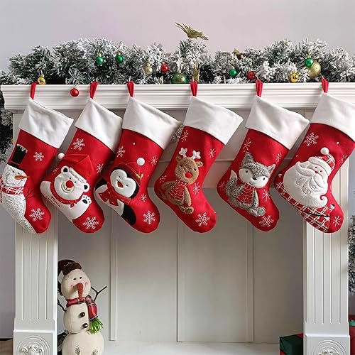 Personalized Christmas Stocking - Embroidered with Name - Customized Holiday Family Set (Santa)