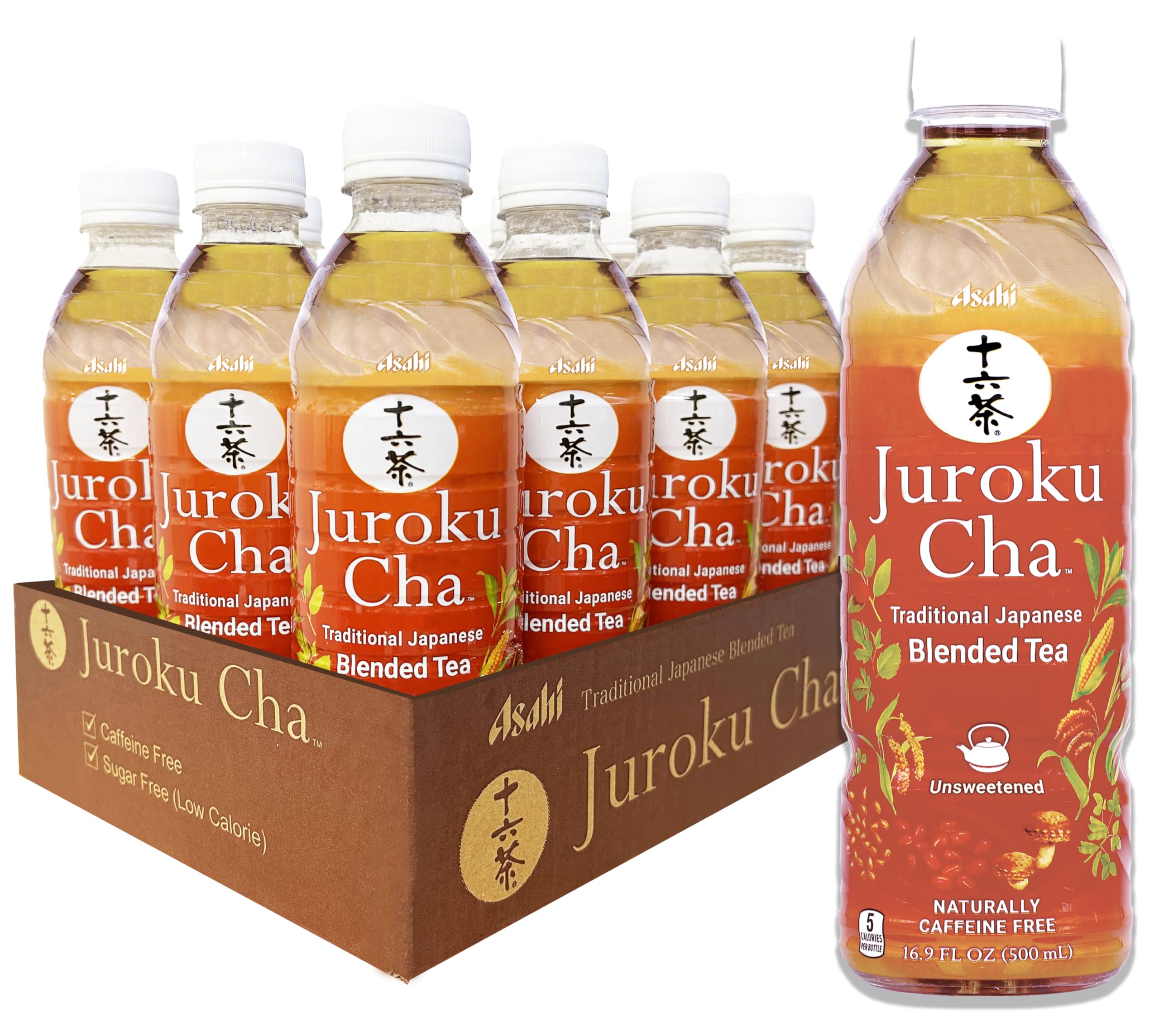 Juroku Cha – Smooth & Refreshing Japanese Tea, Supports Body & Mind, Great with Any Meal, Unsweetened, Caffein Free, 16.9 oz (12 Pack)