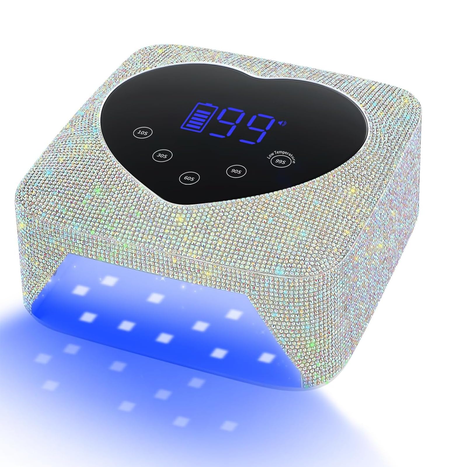 Lampada per Unghie LED UV Senza Fili, Lampada per Smalto Gel Ricaricabile per Unghie da 72 W con Ampio Display LCD, 5 Impostazioni di Timer E Sensore Automatico per Salone E Casa