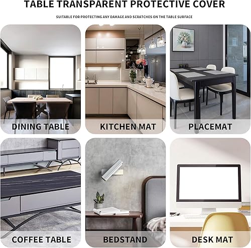 Miniatura 5 de ZIJINJIAJU Funda de PVC transparente de 0.059 in de grosor de 40 x 80 pulgadas, protector de mantel de vinilo transparente para comedor, sala de