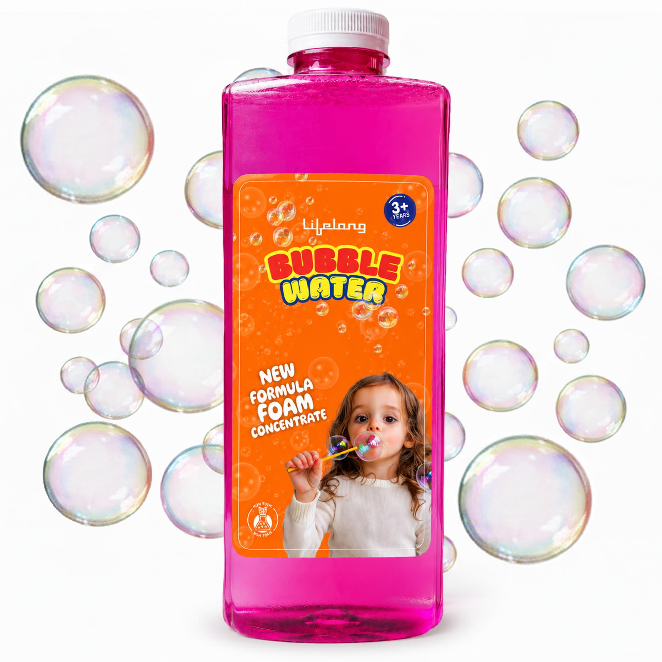 Lifelong Bubble Solution 1000 ML | Colorful Bubbles Liquid Refill | Compatible with All Bubble Machine | Non-Toxic & BIS Certified, Ready to Use Bubble Solution for Kids 3-10 Years-image-4